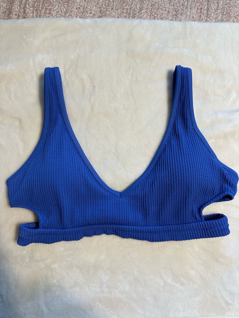 aerie Scoop Ribbed Bikini Top in Blue